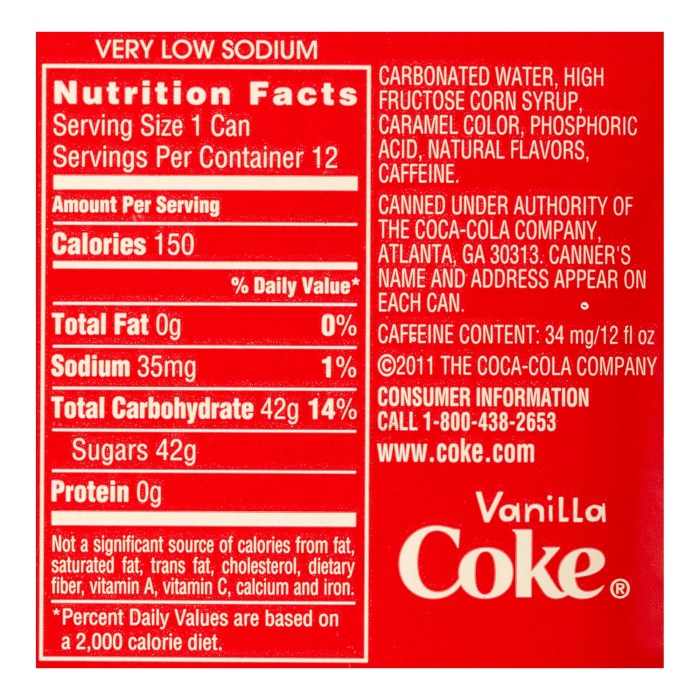 Nutrition facts diet coke