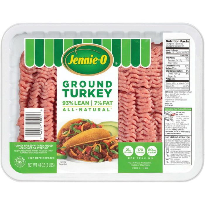 1lb ground turkey nutrition facts