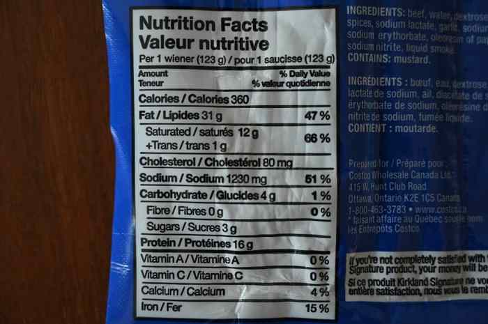 Costco chili nutrition facts