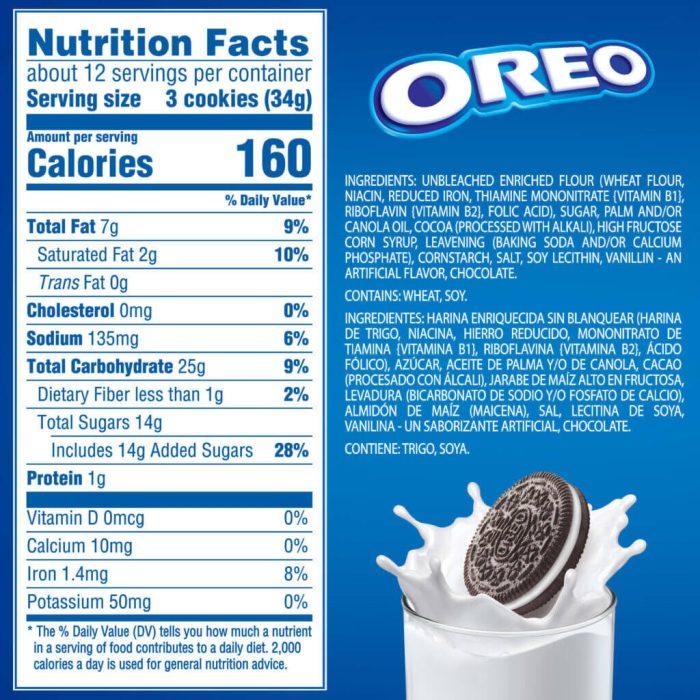 Oreo shake nutrition facts