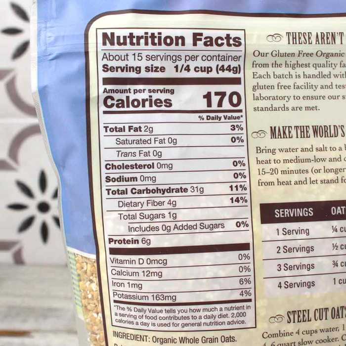 1 2 cup oatmeal nutrition facts